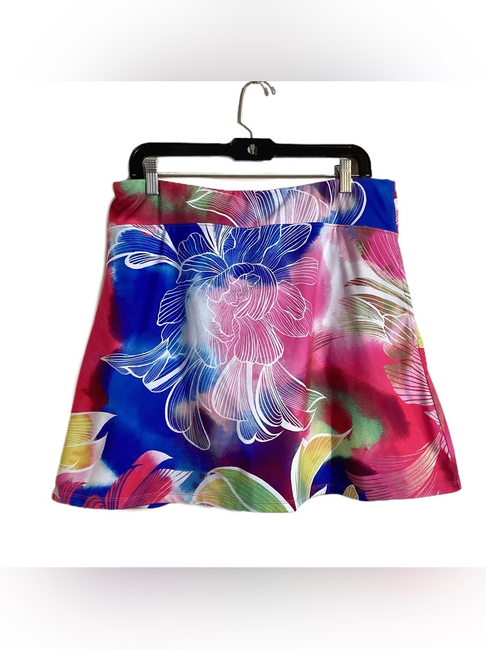T by Talbots Watercolor Floral Print Athletic Skirt Large